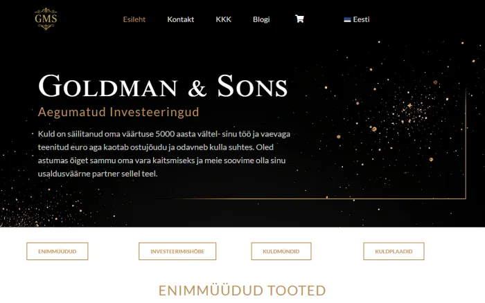 Kuvatõmmis goldmansons.ee lehest — e-pood