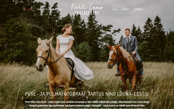 Kuvatõmmis kerlilaas.com lehest — fotograafi portfoolio
